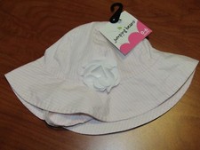 NEW JUMPING BEANS BABY GIRLS WHITE AND LIGHT PINK STRIPED HAT SZ 0-6M