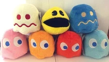 Set of 7 Plush Toys Pac-man. 5 inches each. Video Game. New Pac Man Set.