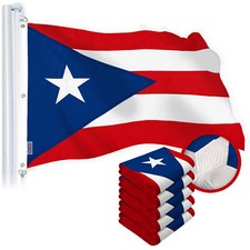 NEW G128 Puerto Rico Flag 5-Pack 6x10 FT Embroidered Tough Spun Polyester