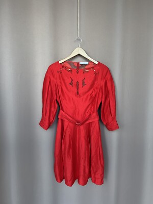 Zuhair Murad Red Midi Dress Made in Italy RWS14 A61-DS Womens Size M