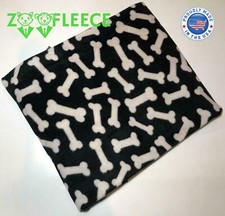 ZooFleece 50X60" Blanket Dog Puppy Bones Treat Black White Quilt Pet Friend