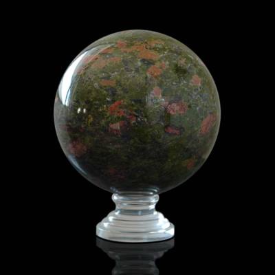 Halbedelstein Hartkugel mit Basis Semiprecious Hard Stone Sphere D.12cm