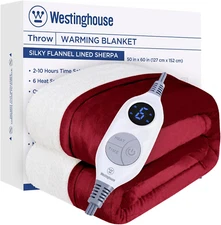 Heated Throw Blanket, Soft Flannel to Sherpa Electric Throw with 6 Heating Level