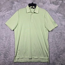 RLX Ralph Lauren Polo Shirt Mens Medium Green White Striped Golf Stretch