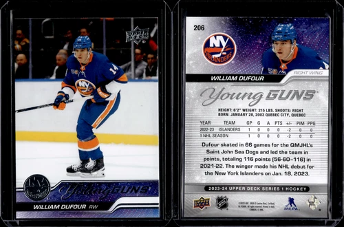 2023-24 Upper Deck Series 1 Young Guns #206 William Dufour Rookie RC