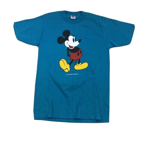 Vintage Mickey Mouse T Shirt Size Medium Blue 199… - image 1