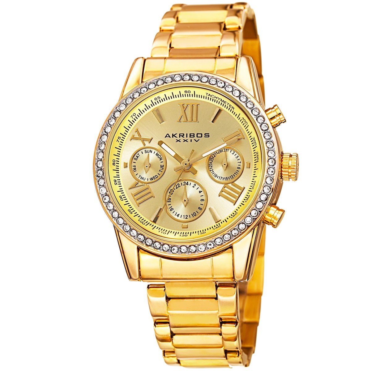 Akribos XXIV Automatic Gold tone Ladies watch Akribos Ladies Yellow Gold Tone Skeleton Dial Beige Leather  main image 2