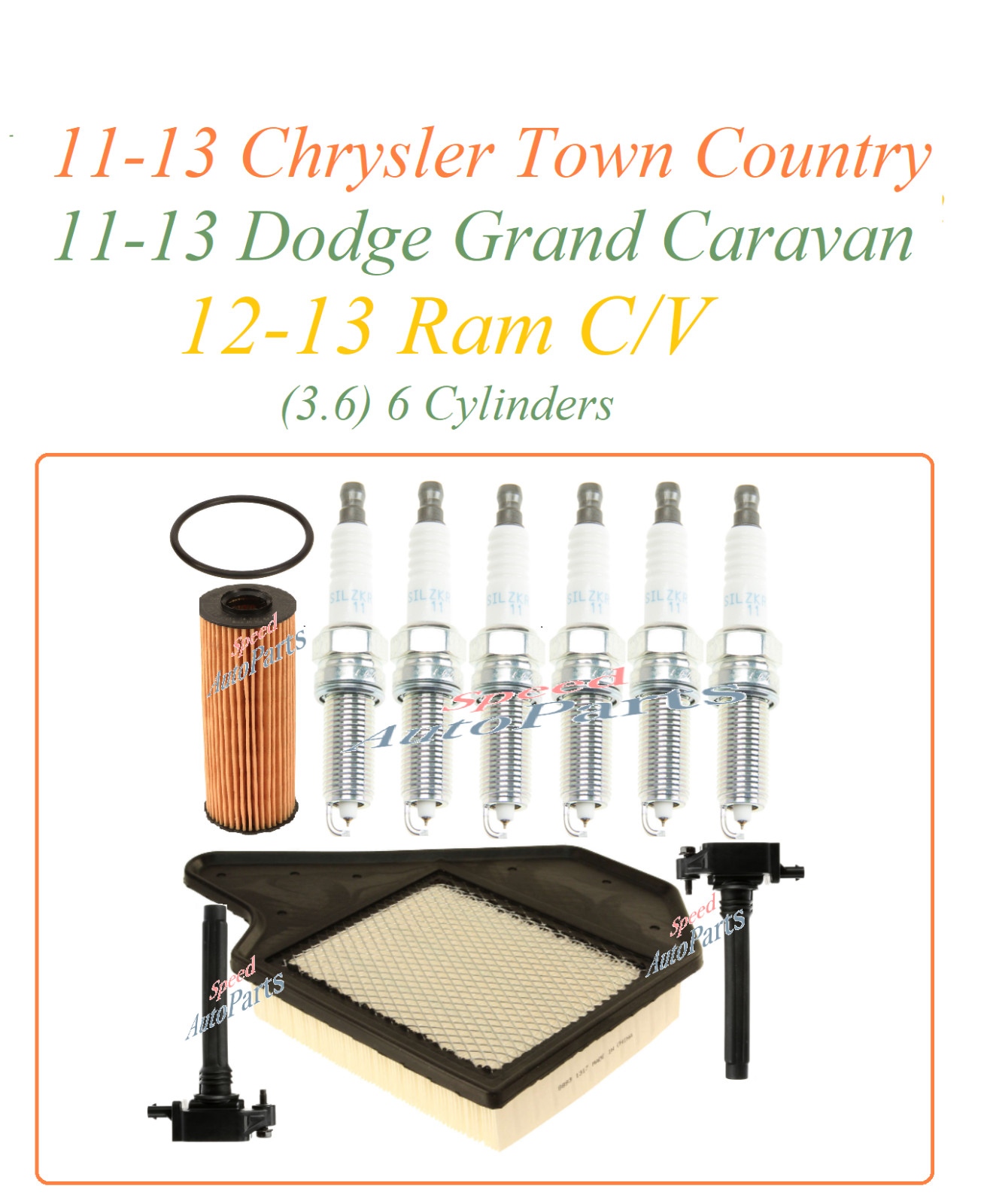 Tune Up Fit 11-13 Chrysler Town Country Dodge Grand Caravan 3.6 Coil Spark