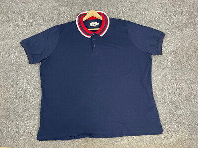 Jacamo Polo Shirt Mens 4XL Blue Short Sleeve Solid Navy Big Plus Cotton N45