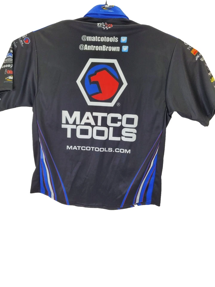 Camiseta deportiva de carreras Matco Tools Antron marrón NHRA Top Fuel Dragster Champion grande EE. UU. Foto 2 de 4