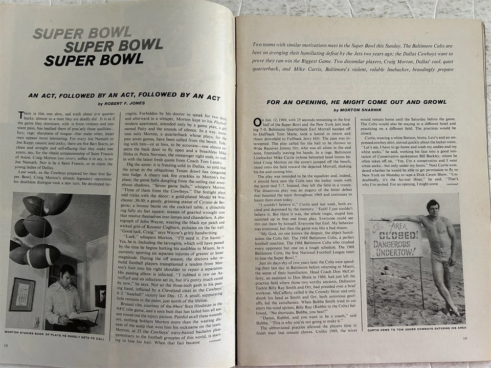 1971 Sports Illustrated BALTIMORE COLTS vs COWBOYS Super Bowl V Set Lot of 2  - Image 2 of 4
