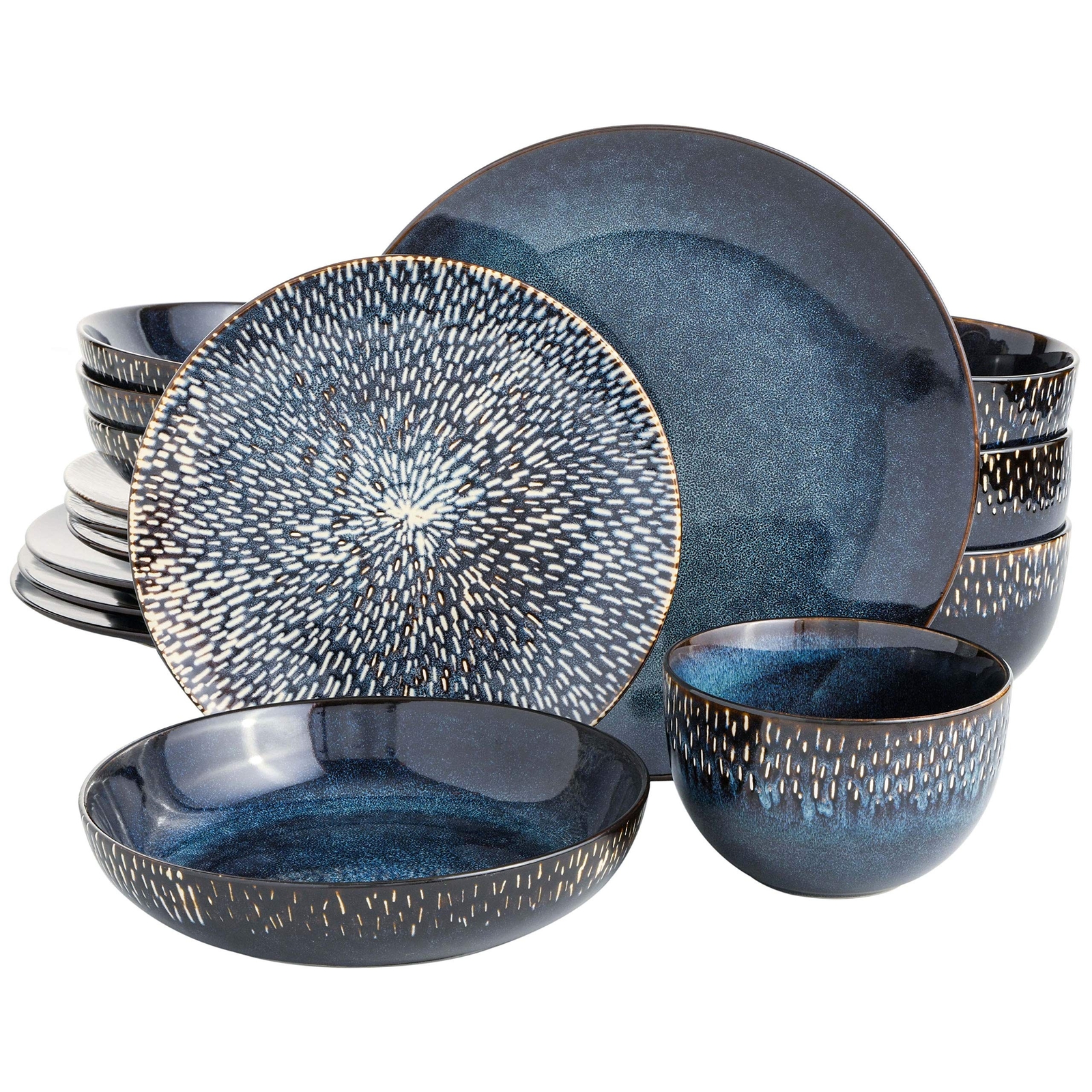 Gibson Elite Matisse 16 Piece Double Bowl Dinnerware Set, Co