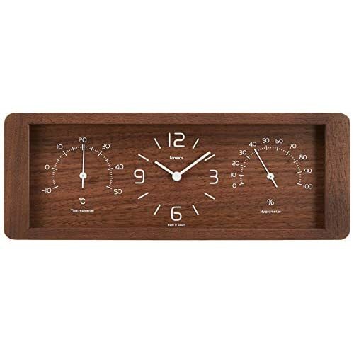 Настольные часы Lemnos Yokan коричневого цвета Японского производства с Термо- и Гигрометром 32390₽