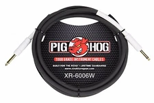 6ft Pig Hog 1/4" Mono Male/Male, 8mm/OD 14AWG, White Instrument Cable, XR-6006W