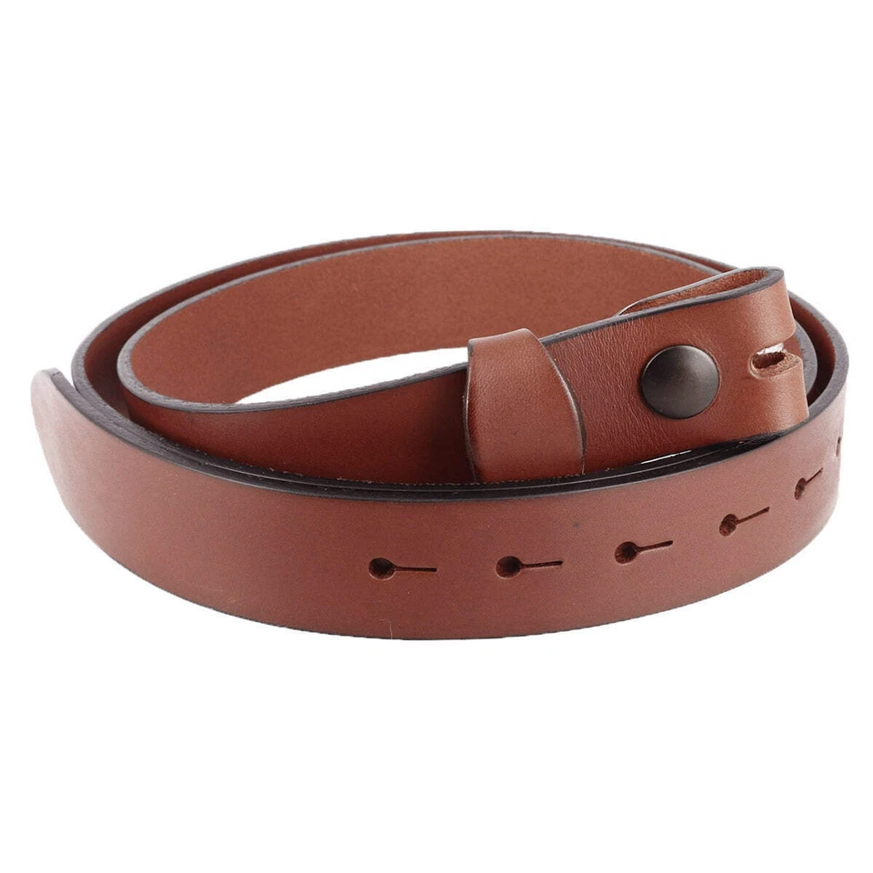 Ceinture en cuir pleine fleur - MARRON - Boucle interchangeable - Photo 1/4