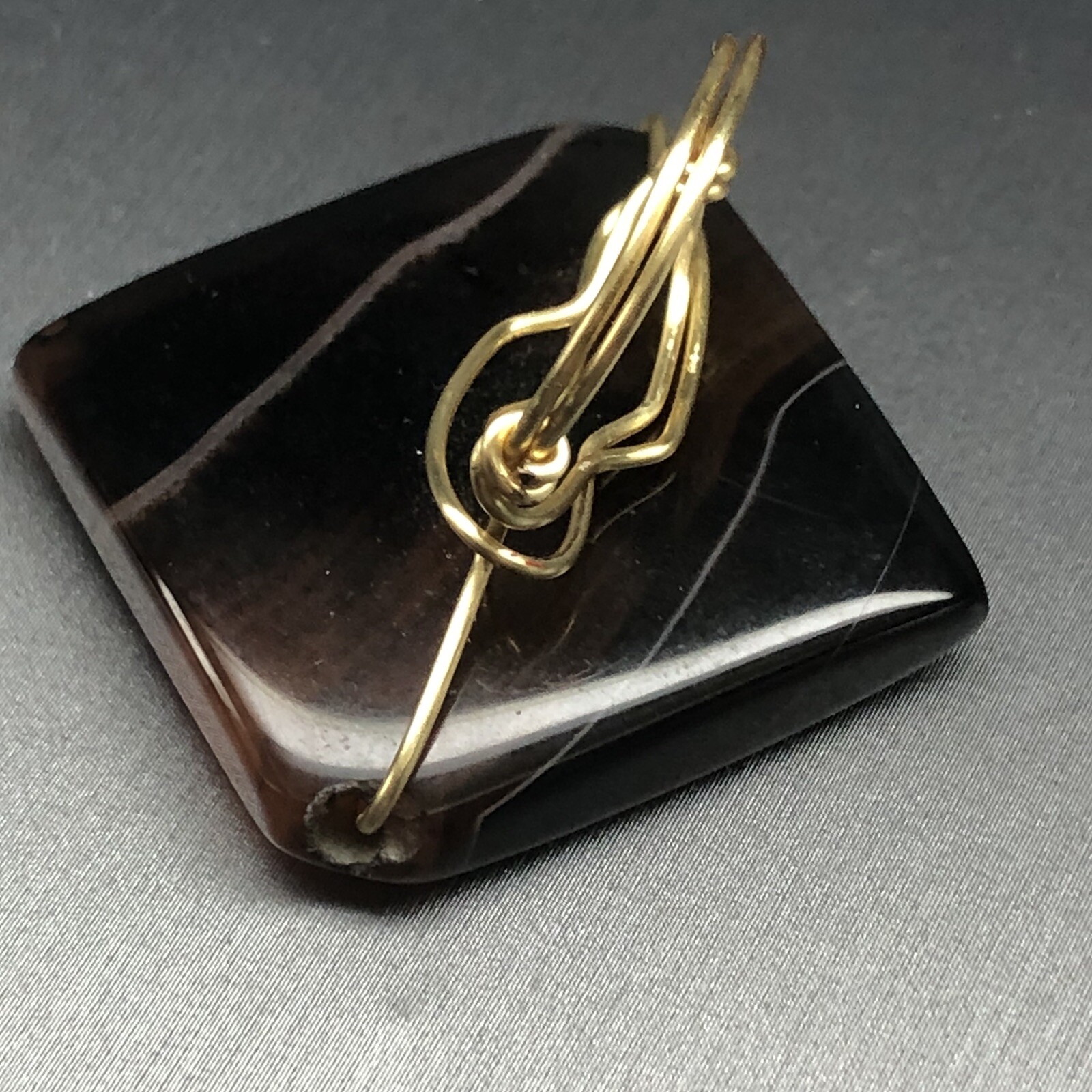 Red Agate Gemstone Statement Ring Size 6 Gold Ton… - image 4