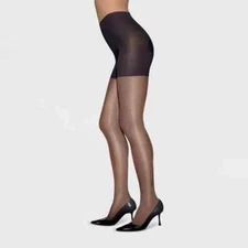 New Hanes Control Top Silky Sheer 24/7 Pantyhose Jet Black Woman's Size Medium