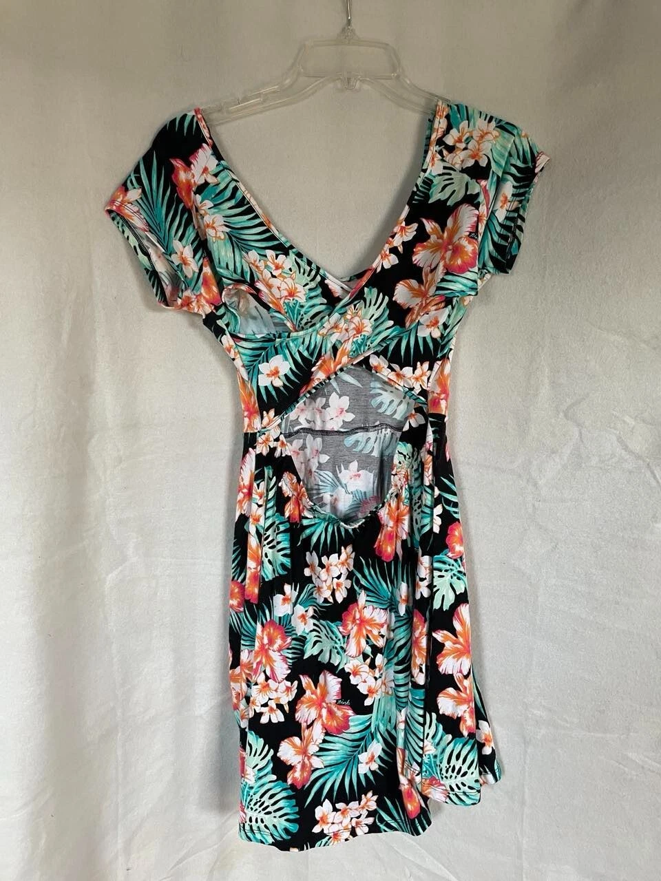 UNDERCOVER Mini abito nuovo con etichette rosa Victoria's Secret stampa floreale retro aperto taglia small