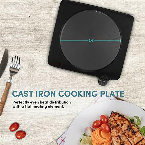 Countertop Single Cast Iron Burner, 1000 Watts Electric Hot Plate, Temp Control - Picture 5 of 8