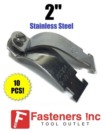 (QTY 10) 2" Stainless Steel Rigid Pipe Clamps for Unistrut Channel #4327S1 P1117 - Picture 1 of 4