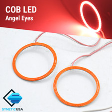 1 Pair Angel Eyes Cob Halo Ring Red 60mm-130mm Led Light Headlight Fog Housing