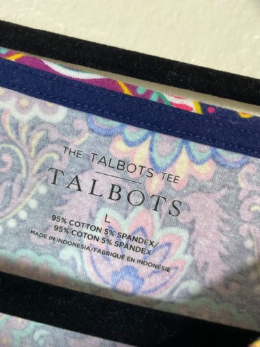Talbots Womens Long Sleeve Paisley Tee Shirt Size Large Boho Floral Multicolor - Picture 3 of 24