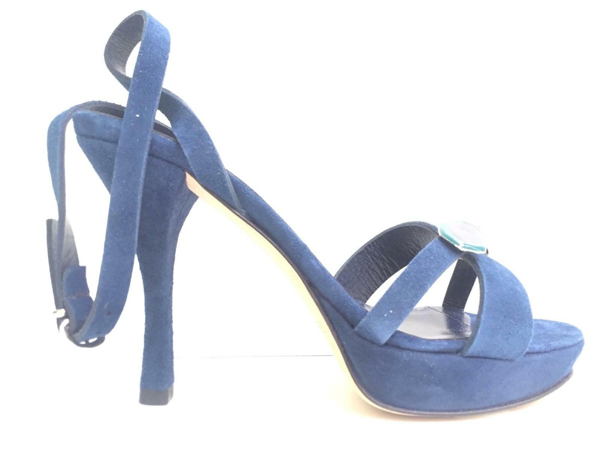 SCARPE SANDALO TACCO DONNA MANAS LEA FOSCATI 01836CM PELLE BLU