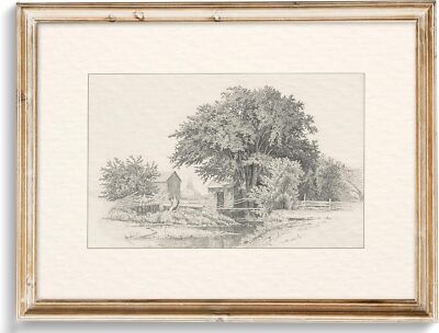 Neutral Vintage Wall Art for Home Decor, Farmhouse Landscape Sketches Wall Decor