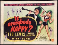 IS EVERYBODY HAPPY Orig Movie Lobby Card Poster Ted Lewis Big Band Jazz Clarinet