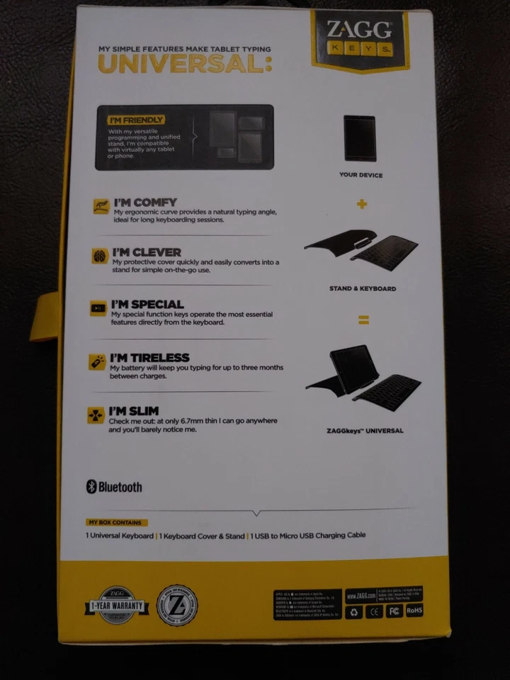New ZAGG ZAGGkeys Universal Bluetooth Keyboard & Stand for All Bluetooth Devices - Image 2 of 2