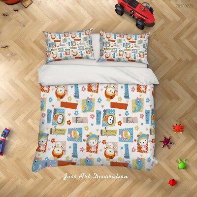 3D Girl Flower Cartoon Pattern Quilt Cover Set Bedding Sets Pillowcases Queen