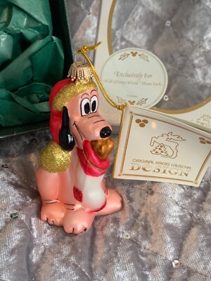 Disney Parks Germany Epcot Krebs Glas Lauscha Pluto Glas Weihnachtsschmuck Box