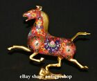 9" China bronze Cloisonne Enamel Gilt Steed Horses Animal Horse swallow Statue