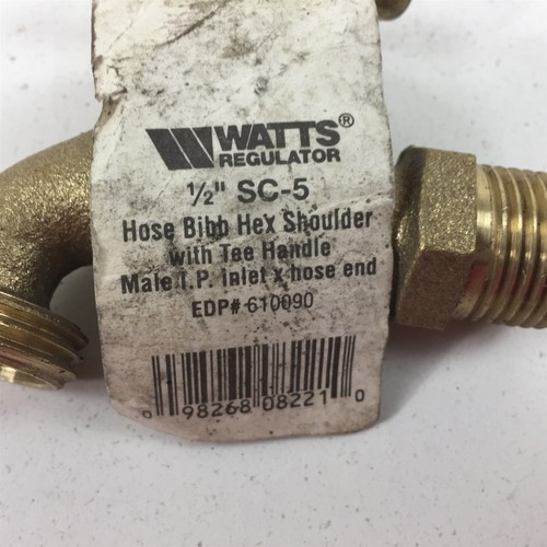 Watts Regulator Hose Bibb 1/2" NPT Male Bronze SC-5 Tee Handle - Picture 2 of 6
