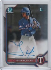 YEISON MORROBEL 2022 Bowman Chrome 1ST AUTO TEXAS RANGERS