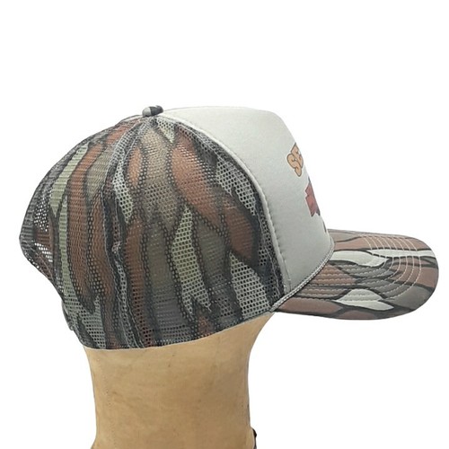 Vtg Sextet Gray Brown Cammo Trucker Adjustable Mesh Back Snapback Hat Cap - Picture 4 of 11