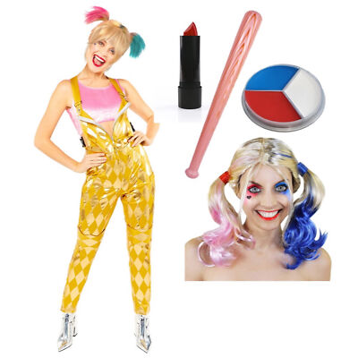HARLEY QUINN DAMEN OFFIZIELLES KOSTÜM GREIFVÖGEL SPRENGFALLE PERÜCKE AUFBLASBAR 