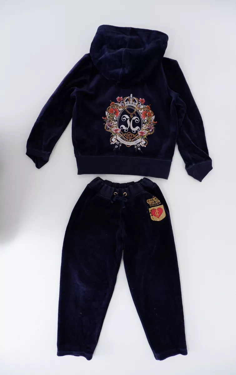 Juicy Couture Girls Tracksuit Set Size XS S Age 3 Yrs Jacket Joggers Blue Velour