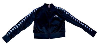 Kappa Jacket Women's Size Small Activewear Cropped Full Zip Up L/S Soccer Black