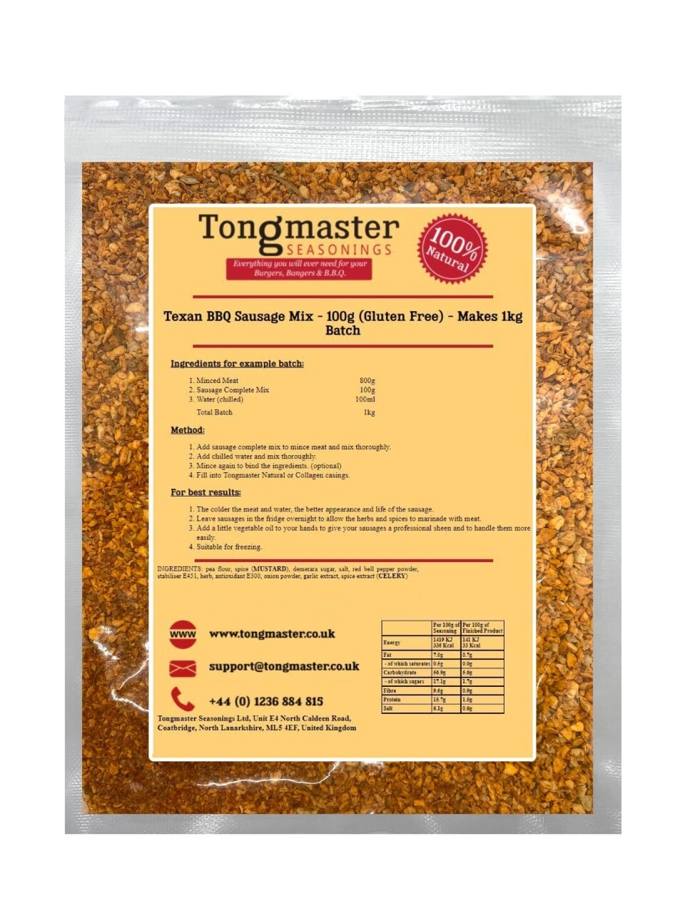 Texan BBQ Sausage Complete Mix - 100g (Gluten Free)