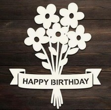 Happy Birthday Banner Flower Metal Cutting Dies Scrapbooking Craft Die Stencil