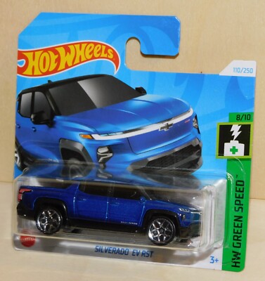2024 Hot Wheels SILVERADO EV RST blau Pickup HW Green Speed # 110 HRY63 PREMIERE