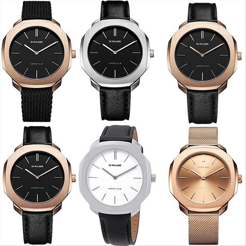 Orologio Uomo Donna Solo Tempo D1 Milano Cinturino Pelle Nero Cassa Rosata  | eBay