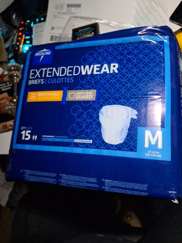 2 Medline Extended Wear Adult Incontinence Briefs 15 Count Size Medium