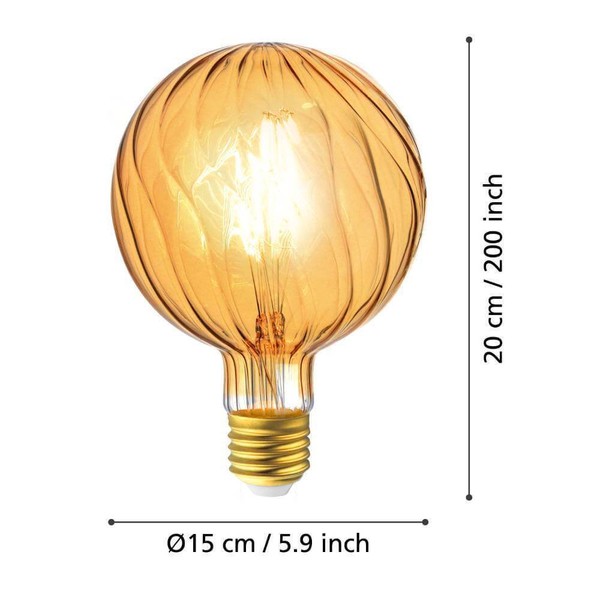 Eglo Vintage Spezial E27 Led GroßE Globe Lampe G150 2W 2200K Extra-Warmweiss Dim-image