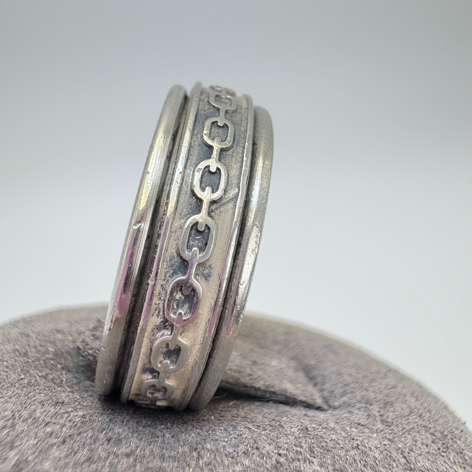 VTG Solid Sterling Silver 925 Chain Oval Link Tex… - image 8