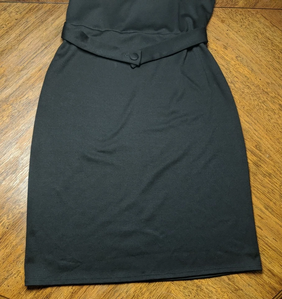 Vestido Fredericks Of Hollywood Negro Manga Gorra Hasta la Rodilla Cuello Redondo 30Wx38L Foto 3 de 4