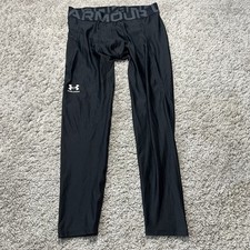 Men's Jock Under Armour Spandex Tights Compression Pants Black Pocket XL Heat