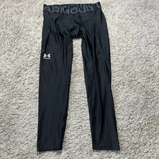 Men's Jock Under Armour Spandex Tights Compression Pants Black Pocket XL Heat