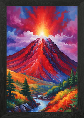 Vulkan Gemälde gerahmt Wandbild Poster Leinwanddruck Bild